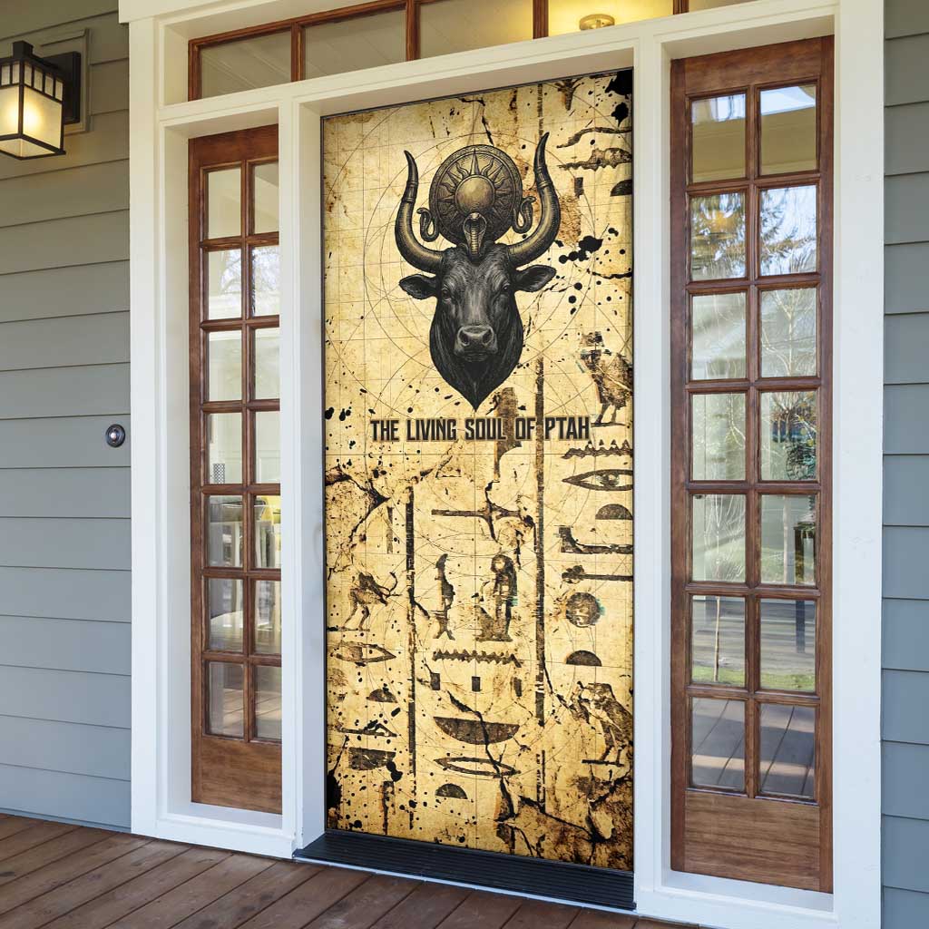 Apis Door Cover Ancient Egyptian Papyrus Map, Egyptian Crown Bull Illustration - Wonder Print Shop