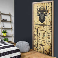 Apis Door Cover Ancient Egyptian Papyrus Map, Egyptian Crown Bull Illustration - Wonder Print Shop
