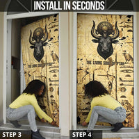 Apis Door Cover Ancient Egyptian Papyrus Map, Egyptian Crown Bull Illustration - Wonder Print Shop