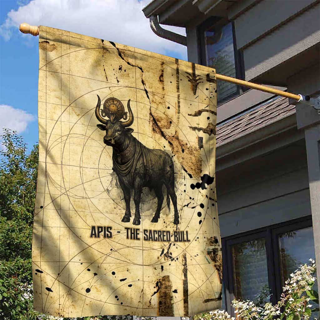 Apis Garden Flag Ancient Egyptian Papyrus Map, Egyptian Crown Bull Illustration - Wonder Print Shop