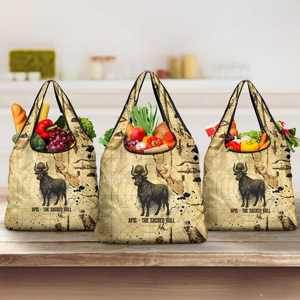 Apis Grocery Bag Ancient Egyptian Papyrus Map, Egyptian Crown Bull Illustration - Wonder Print Shop