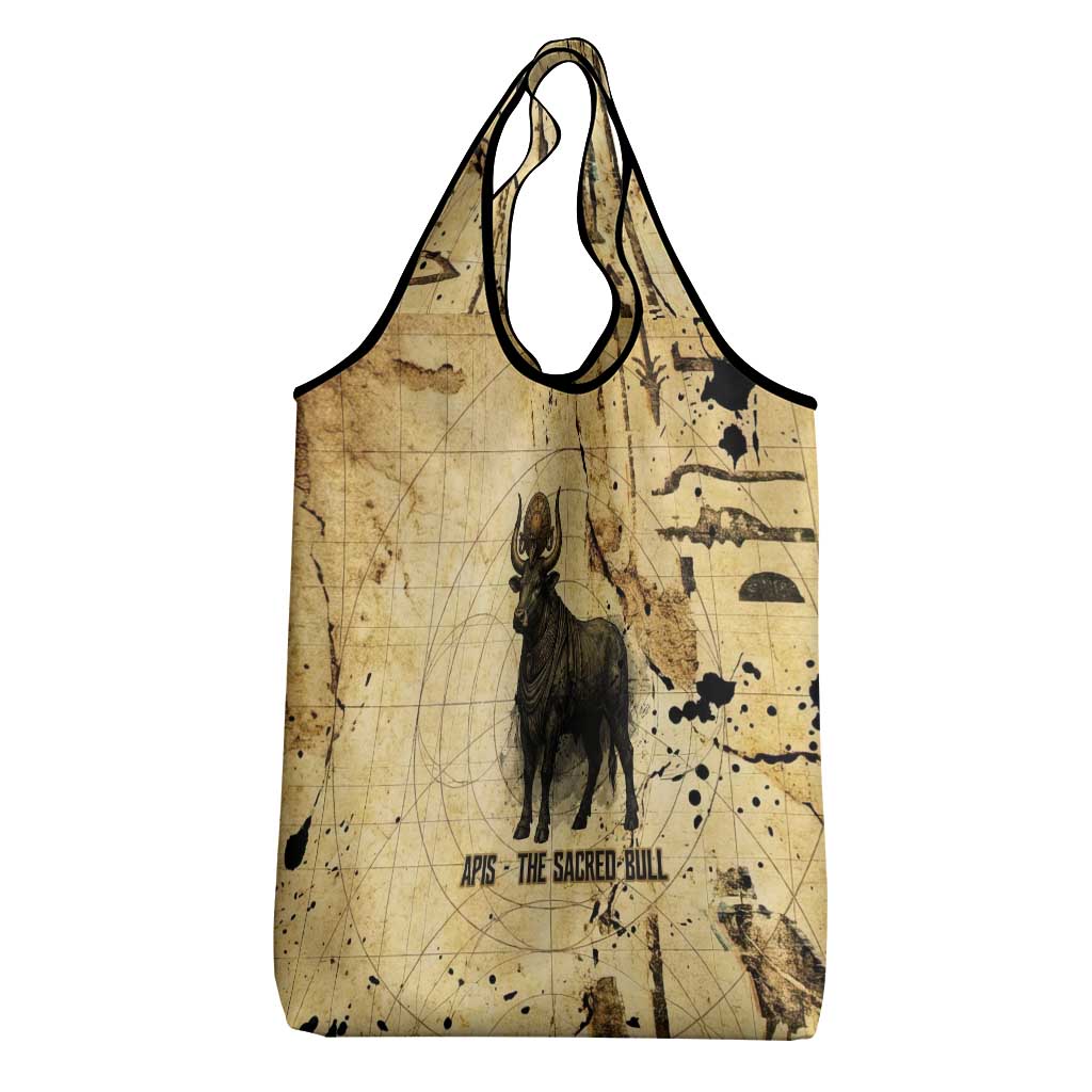 Apis Grocery Bag Ancient Egyptian Papyrus Map, Egyptian Crown Bull Illustration - Wonder Print Shop