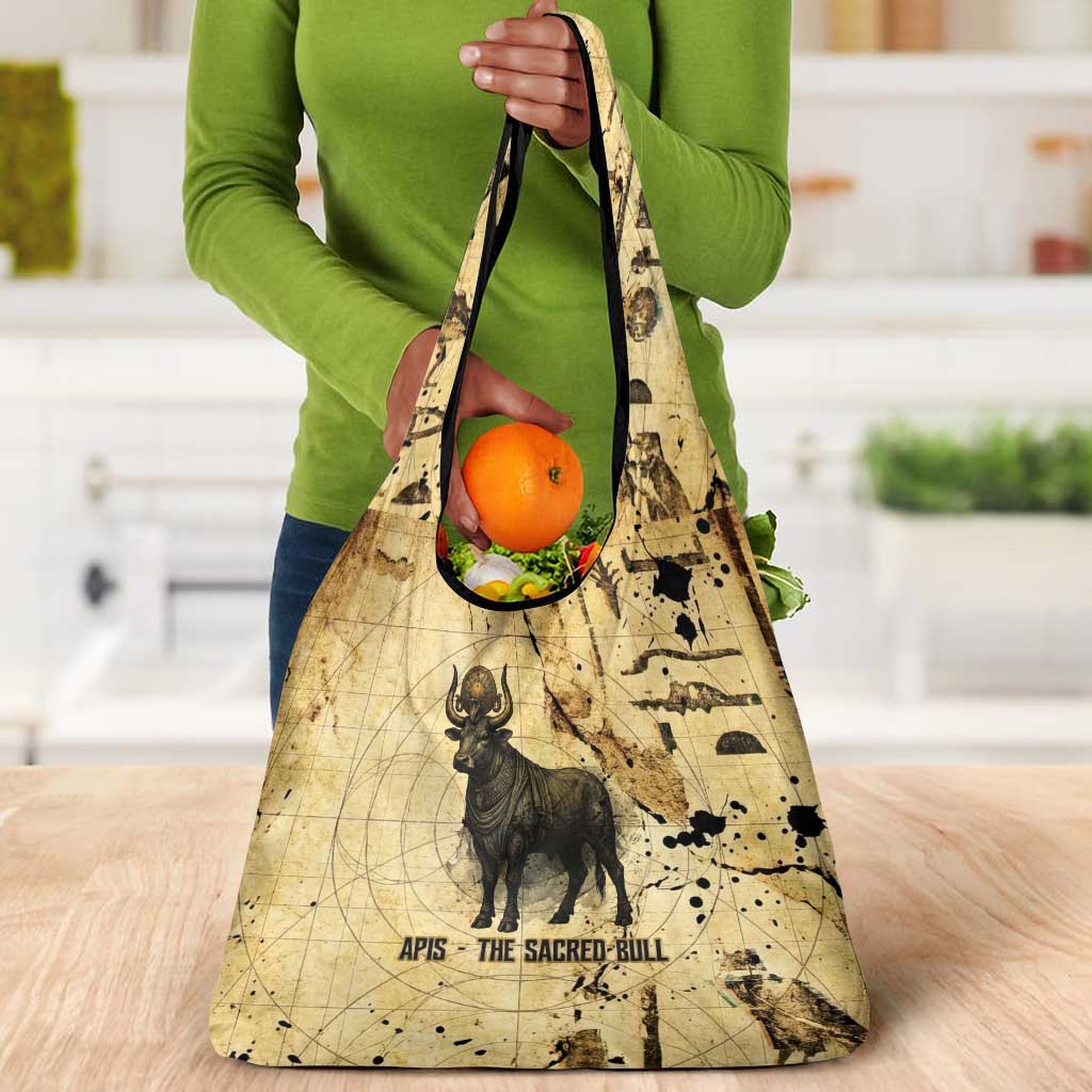 Apis Grocery Bag Ancient Egyptian Papyrus Map, Egyptian Crown Bull Illustration - Wonder Print Shop