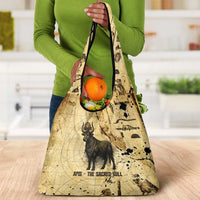 Apis Grocery Bag Ancient Egyptian Papyrus Map, Egyptian Crown Bull Illustration - Wonder Print Shop