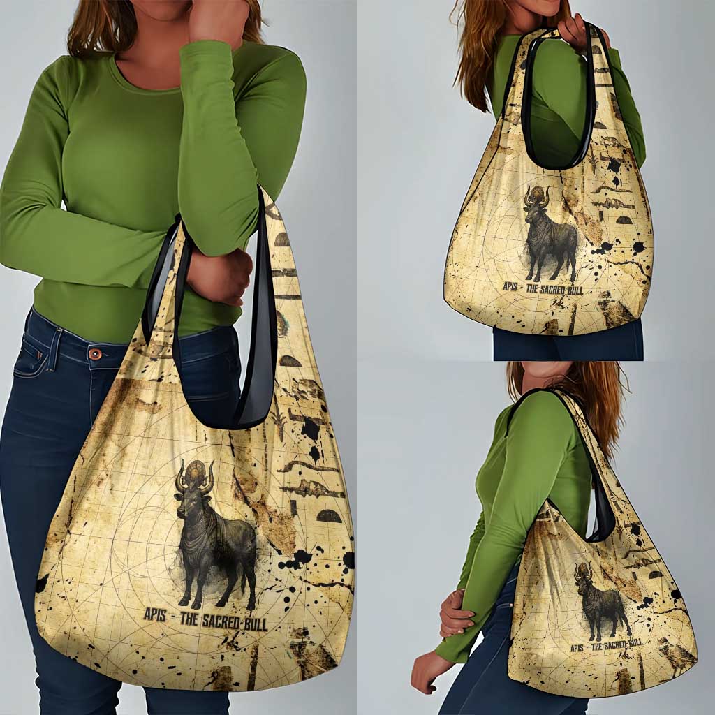 Apis Grocery Bag Ancient Egyptian Papyrus Map, Egyptian Crown Bull Illustration - Wonder Print Shop