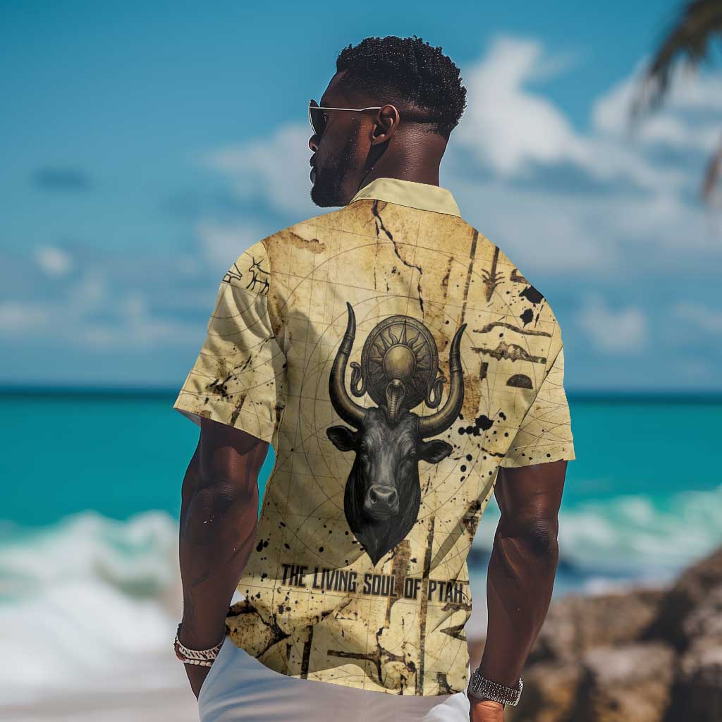 Apis Hawaiian Shirt Ancient Egyptian Papyrus Map, Egyptian Crown Bull Illustration - Wonder Print Shop
