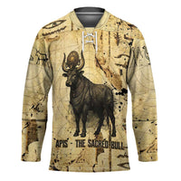 Apis Hockey Jersey Ancient Egyptian Papyrus Map, Egyptian Crown Bull Illustration - Wonder Print Shop