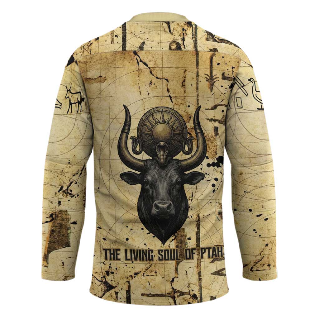 Apis Hockey Jersey Ancient Egyptian Papyrus Map, Egyptian Crown Bull Illustration - Wonder Print Shop