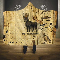 Apis Hooded Blanket Ancient Egyptian Papyrus Map, Egyptian Crown Bull Illustration - Wonder Print Shop