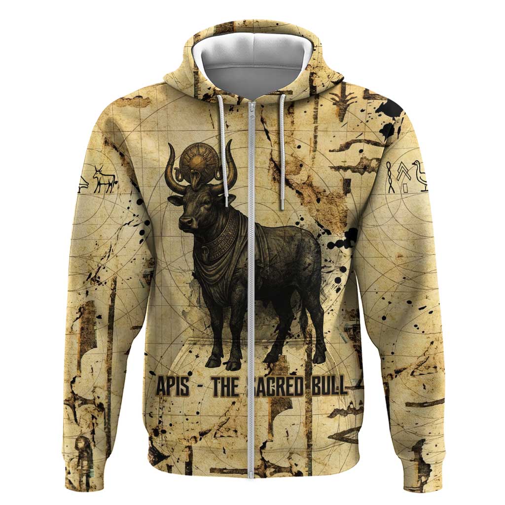 Apis Hoodie Ancient Egyptian Papyrus Map, Egyptian Crown Bull Illustration - Wonder Print Shop