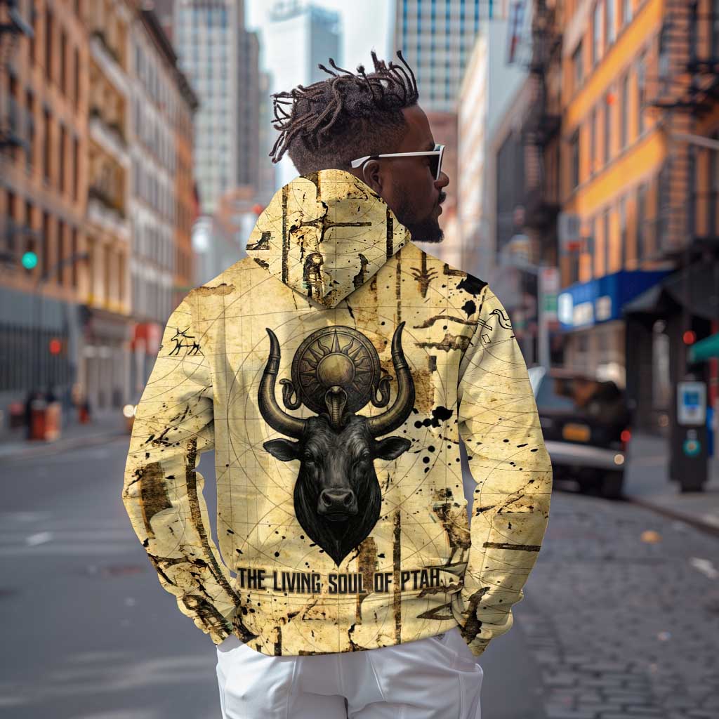 Apis Hoodie Ancient Egyptian Papyrus Map, Egyptian Crown Bull Illustration - Wonder Print Shop