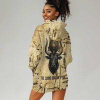 Apis Hoodie Dress Ancient Egyptian Papyrus Map, Egyptian Crown Bull Illustration - Wonder Print Shop