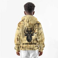 Apis Kid Hoodie Ancient Egyptian Papyrus Map, Egyptian Crown Bull Illustration - Wonder Print Shop