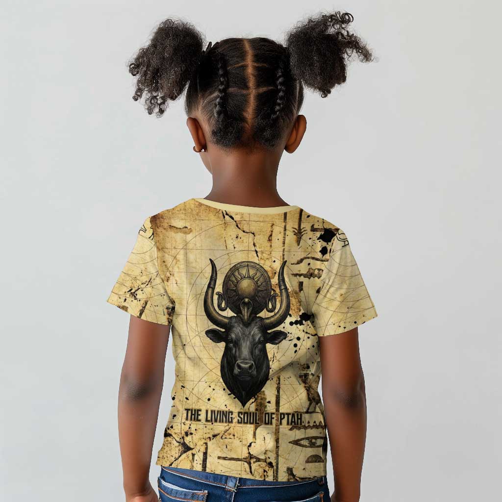 Apis Kid T shirt Ancient Egyptian Papyrus Map, Egyptian Crown Bull Illustration - Wonder Print Shop