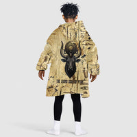 Apis Kid Wearable Blanket Hoodie Ancient Egyptian Papyrus Map, Egyptian Crown Bull Illustration - Wonder Print Shop