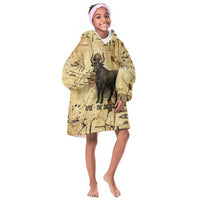 Apis Kid Wearable Blanket Hoodie Ancient Egyptian Papyrus Map, Egyptian Crown Bull Illustration - Wonder Print Shop