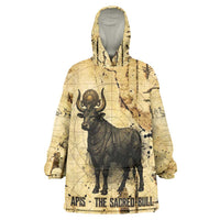 Apis Kid Wearable Blanket Hoodie Ancient Egyptian Papyrus Map, Egyptian Crown Bull Illustration - Wonder Print Shop