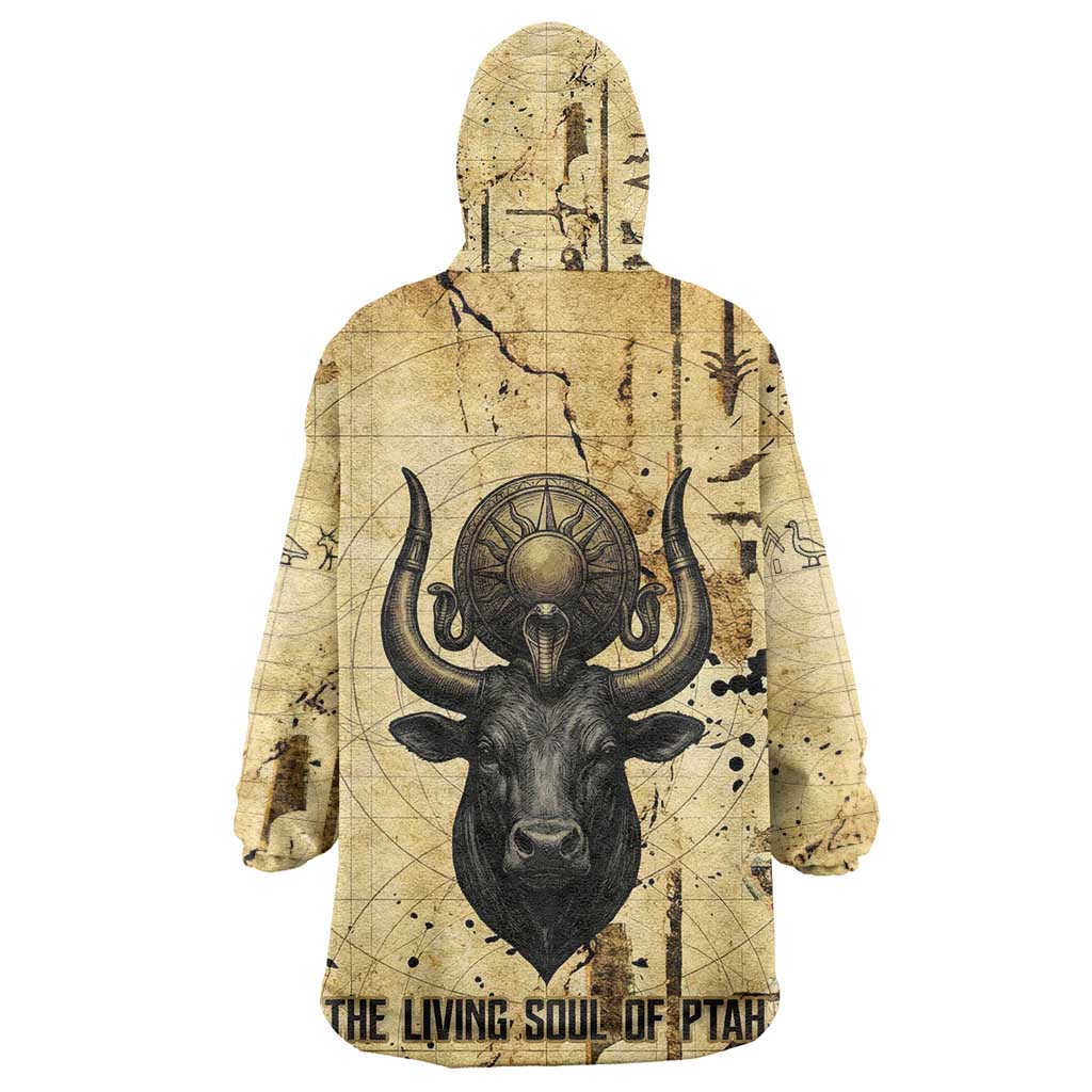 Apis Kid Wearable Blanket Hoodie Ancient Egyptian Papyrus Map, Egyptian Crown Bull Illustration - Wonder Print Shop