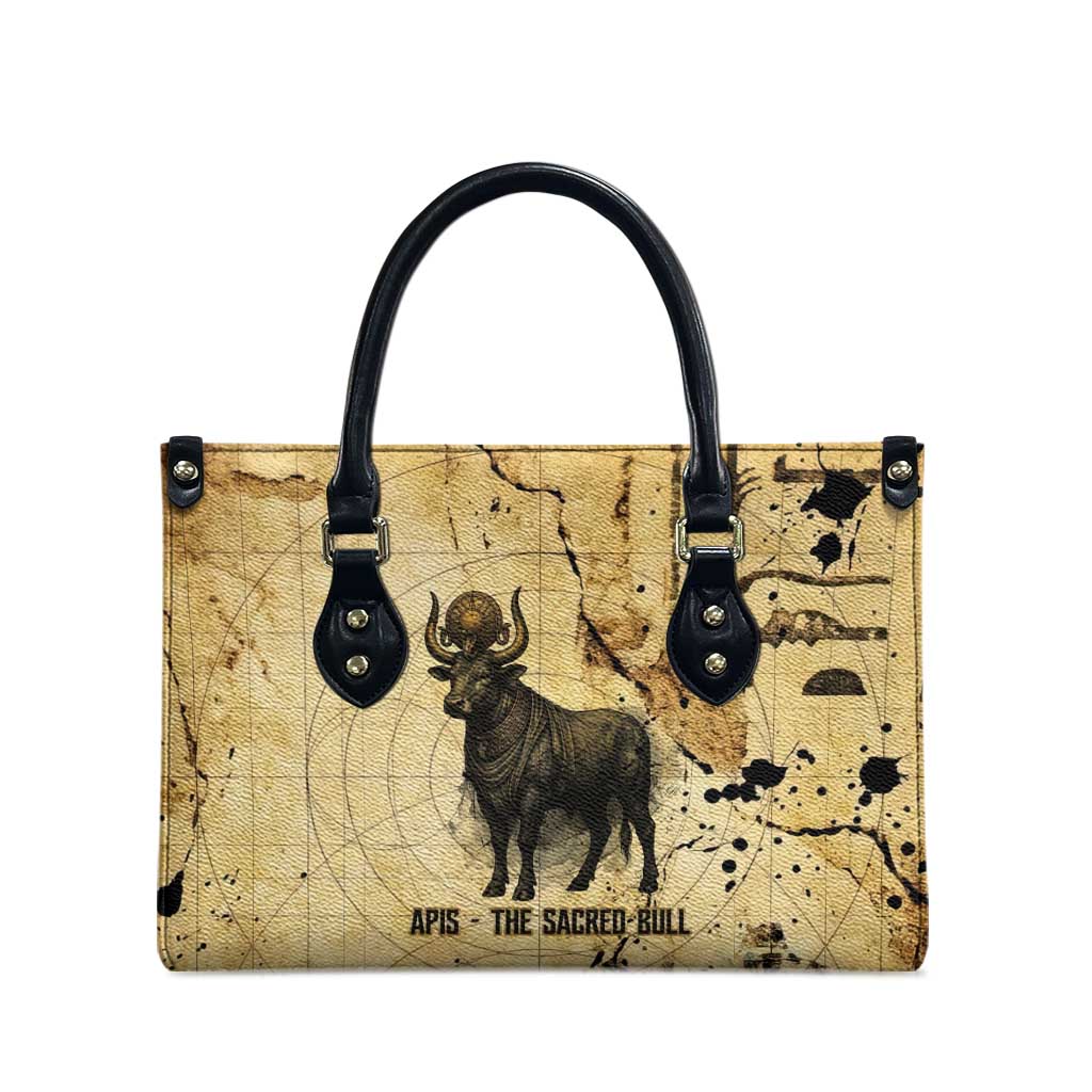 Apis Leather Bag Ancient Egyptian Papyrus Map, Egyptian Crown Bull Illustration - Wonder Print Shop
