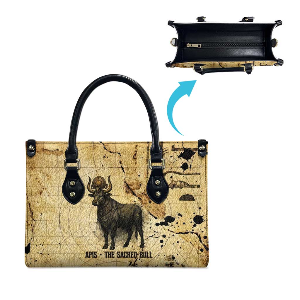 Apis Leather Bag Ancient Egyptian Papyrus Map, Egyptian Crown Bull Illustration - Wonder Print Shop