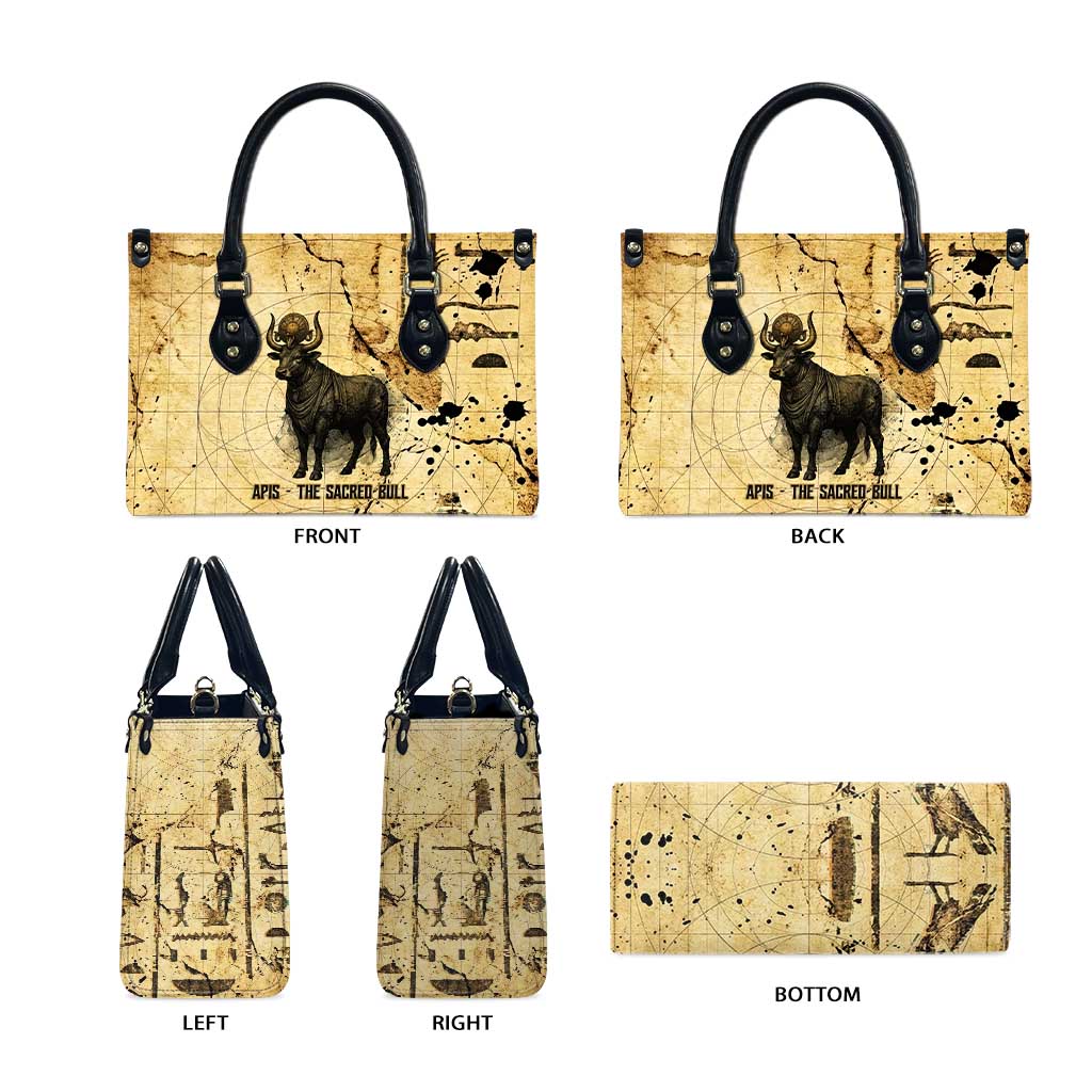 Apis Leather Bag Ancient Egyptian Papyrus Map, Egyptian Crown Bull Illustration - Wonder Print Shop