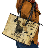 Apis Leather Tote Bag Ancient Egyptian Papyrus Map, Egyptian Crown Bull Illustration - Wonder Print Shop