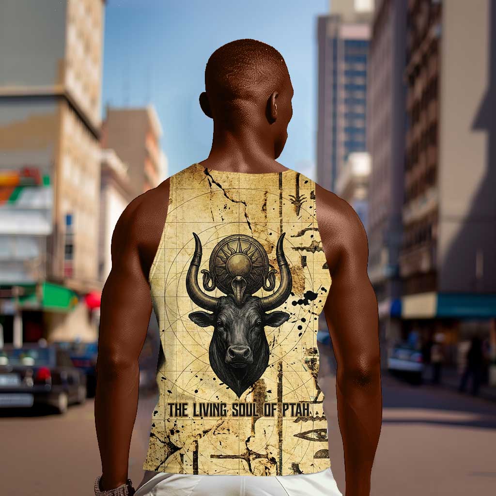 Apis Men Tank Top Ancient Egyptian Papyrus Map, Egyptian Crown Bull Illustration - Wonder Print Shop