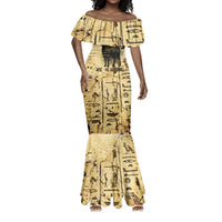 Apis Mermaid Dress Ancient Egyptian Papyrus Map, Egyptian Crown Bull Illustration - Wonder Print Shop