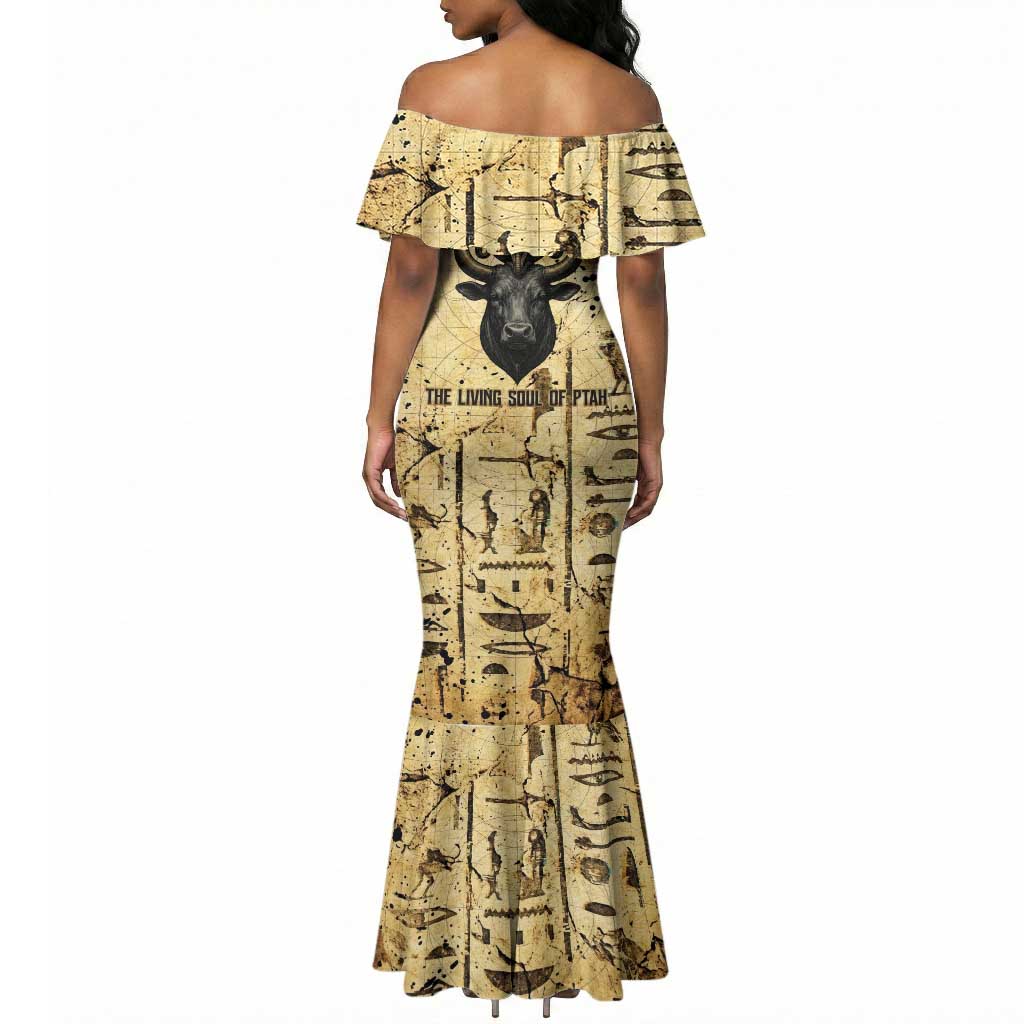 Apis Mermaid Dress Ancient Egyptian Papyrus Map, Egyptian Crown Bull Illustration - Wonder Print Shop