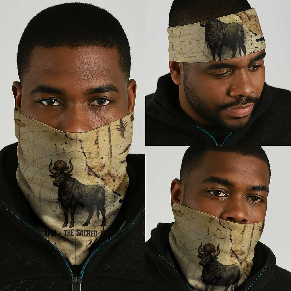 Apis Neck Gaiter Ancient Egyptian Papyrus Map, Egyptian Crown Bull Illustration - Wonder Print Shop