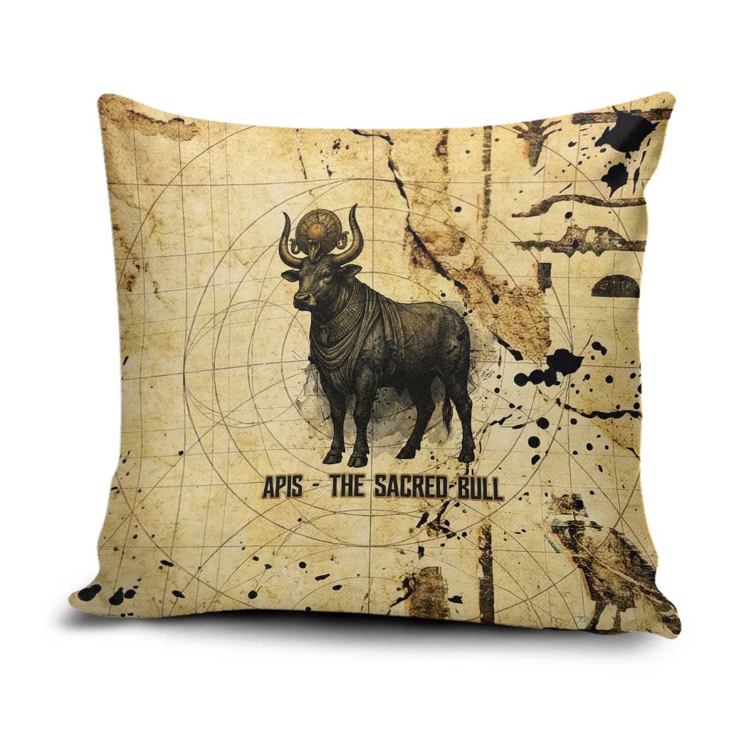 Apis Pillow Cover Ancient Egyptian Papyrus Map, Egyptian Crown Bull Illustration - Wonder Print Shop