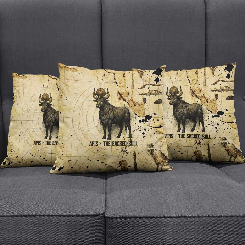 Apis Pillow Cover Ancient Egyptian Papyrus Map, Egyptian Crown Bull Illustration - Wonder Print Shop