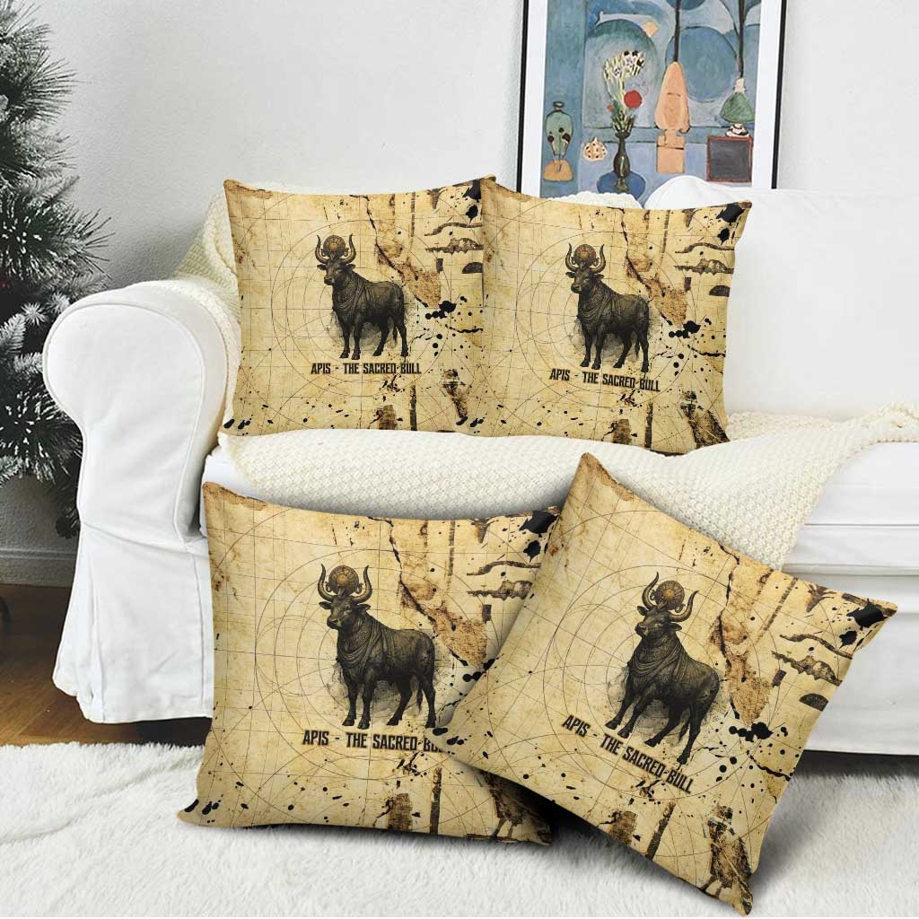 Apis Pillow Cover Ancient Egyptian Papyrus Map, Egyptian Crown Bull Illustration - Wonder Print Shop