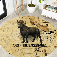 Apis Round Carpet Ancient Egyptian Papyrus Map, Egyptian Crown Bull Illustration - Wonder Print Shop