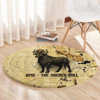 Apis Round Carpet Ancient Egyptian Papyrus Map, Egyptian Crown Bull Illustration - Wonder Print Shop
