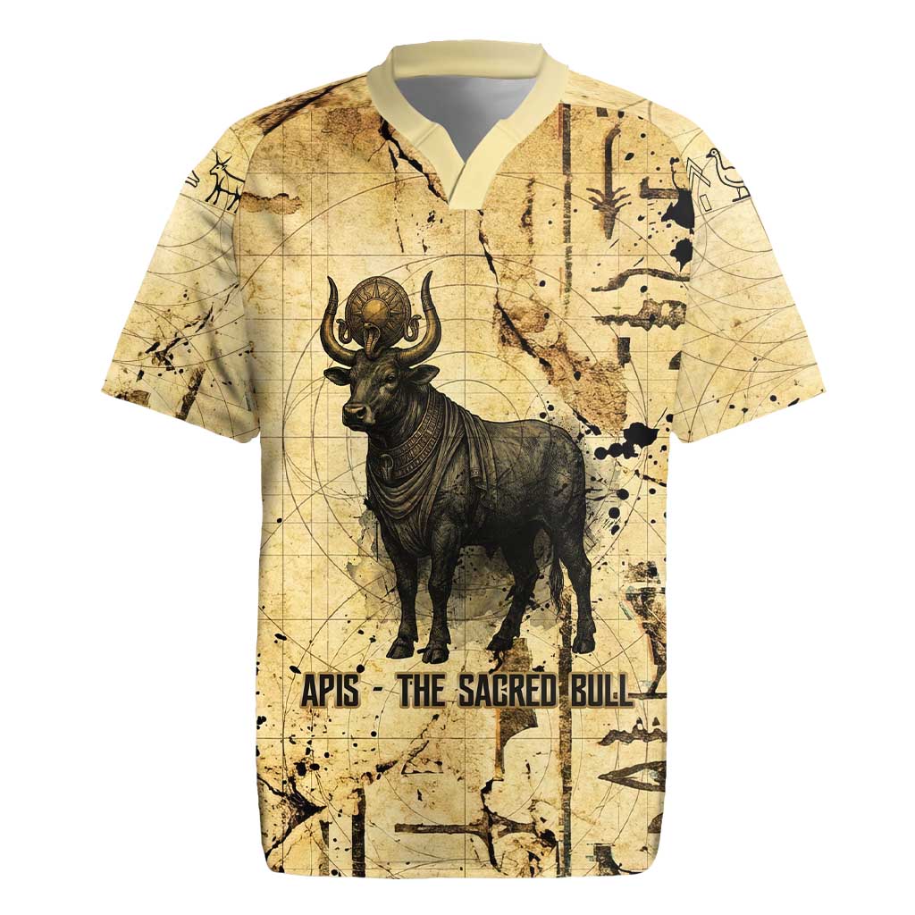Apis Rugby Jersey Ancient Egyptian Papyrus Map, Egyptian Crown Bull Illustration - Wonder Print Shop