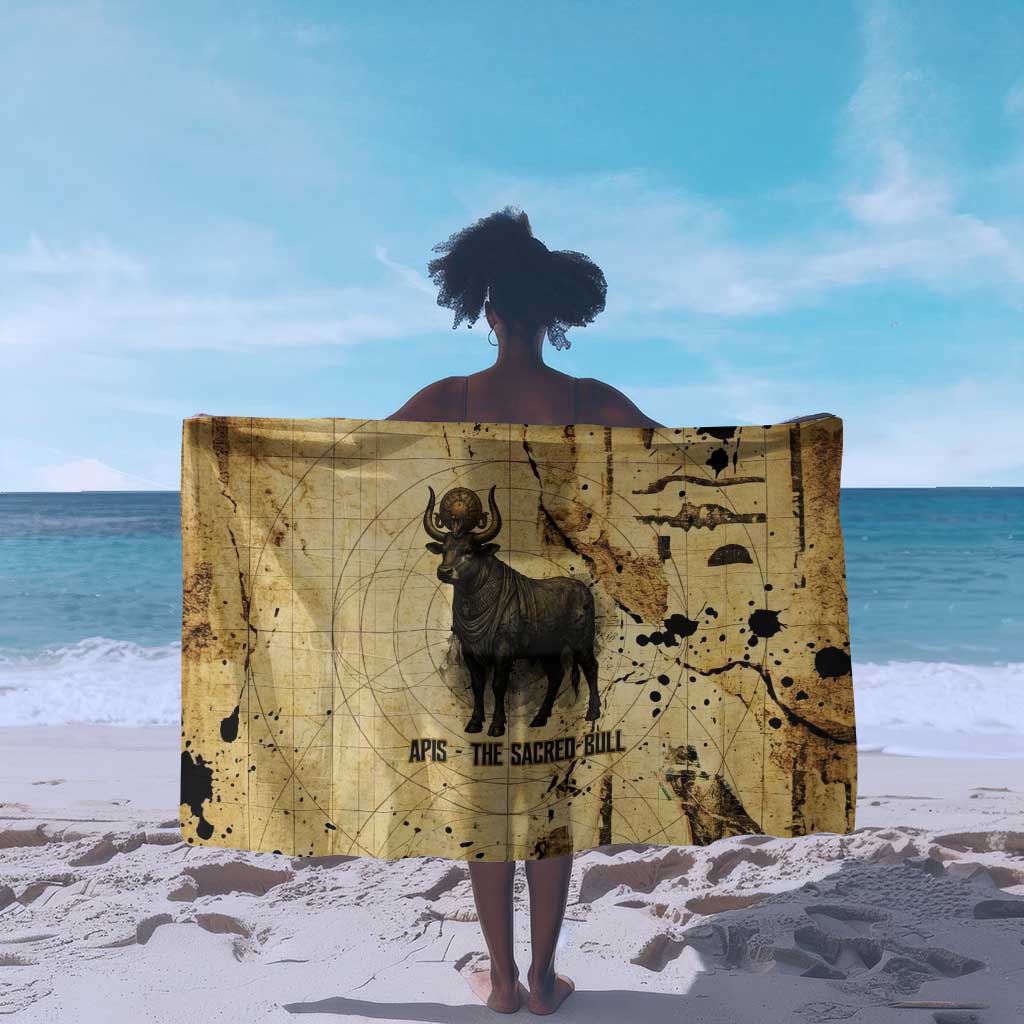 Apis Sarong Ancient Egyptian Papyrus Map, Egyptian Crown Bull Illustration - Wonder Print Shop