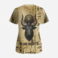 Apis Scrub Top Ancient Egyptian Papyrus Map, Egyptian Crown Bull Illustration - Wonder Print Shop