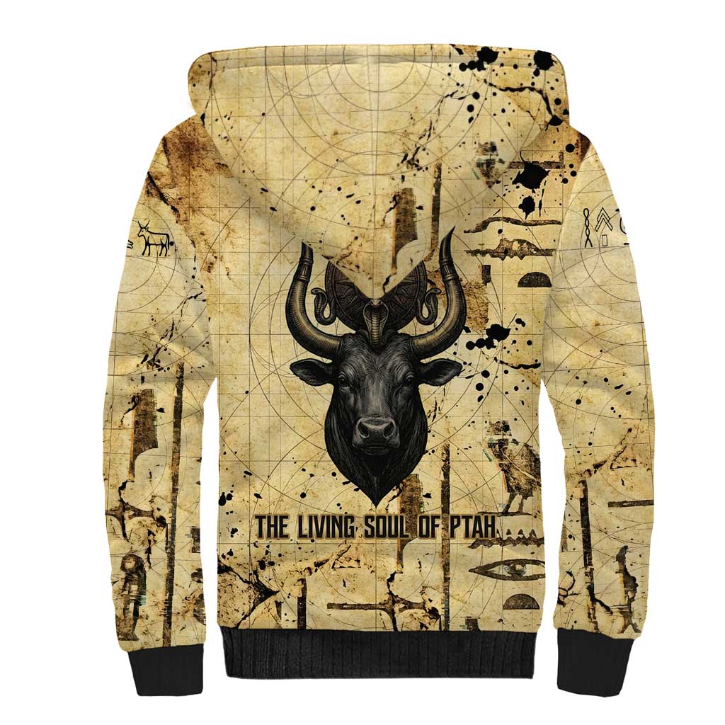 Apis Sherpa Hoodie Ancient Egyptian Papyrus Map, Egyptian Crown Bull Illustration - Wonder Print Shop