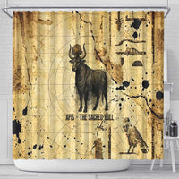 Apis Shower Curtain Ancient Egyptian Papyrus Map, Egyptian Crown Bull Illustration - Wonder Print Shop