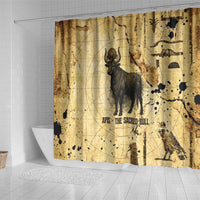 Apis Shower Curtain Ancient Egyptian Papyrus Map, Egyptian Crown Bull Illustration - Wonder Print Shop