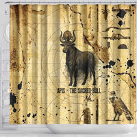 Apis Shower Curtain Ancient Egyptian Papyrus Map, Egyptian Crown Bull Illustration - Wonder Print Shop