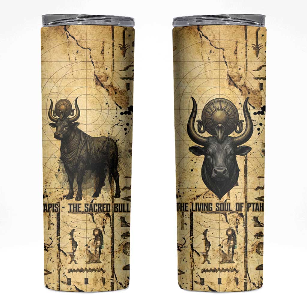 Apis Skinny Tumbler Ancient Egyptian Papyrus Map, Egyptian Crown Bull Illustration - Wonder Print Shop