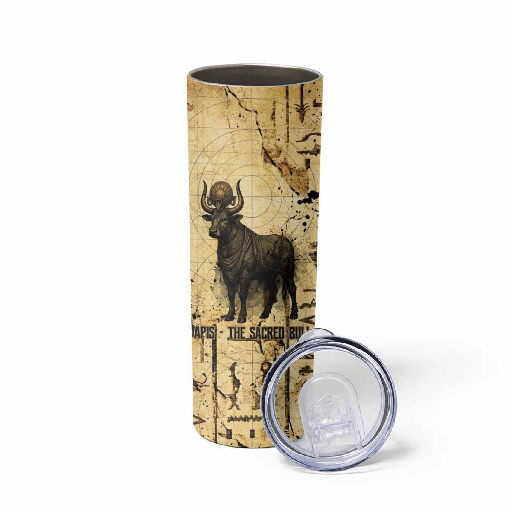 Apis Skinny Tumbler Ancient Egyptian Papyrus Map, Egyptian Crown Bull Illustration - Wonder Print Shop