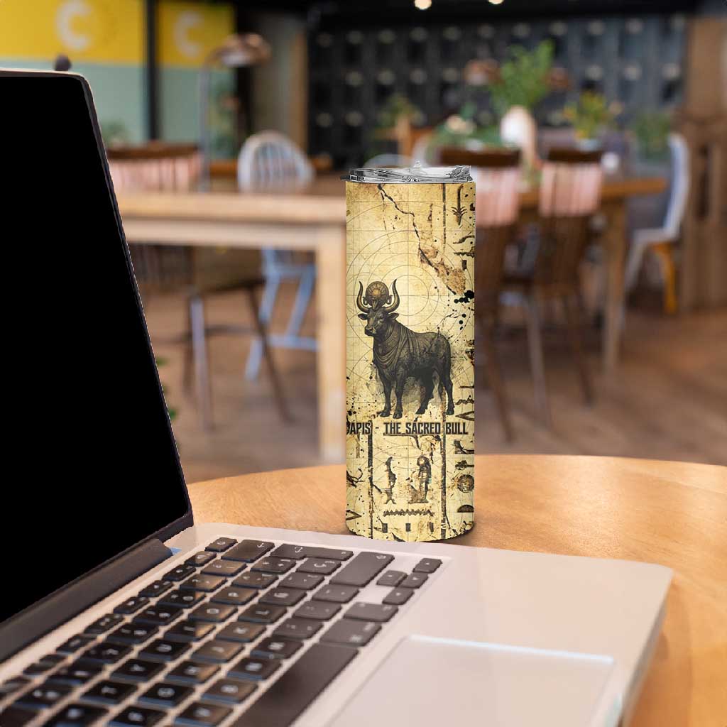 Apis Skinny Tumbler Ancient Egyptian Papyrus Map, Egyptian Crown Bull Illustration - Wonder Print Shop