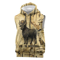 Apis Sleeveless Hoodie Ancient Egyptian Papyrus Map, Egyptian Crown Bull Illustration - Wonder Print Shop