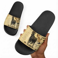 Apis Slide Sandals Ancient Egyptian Papyrus Map, Egyptian Crown Bull Illustration - Wonder Print Shop
