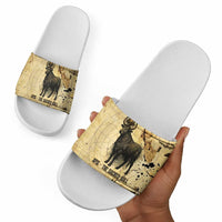 Apis Slide Sandals Ancient Egyptian Papyrus Map, Egyptian Crown Bull Illustration - Wonder Print Shop