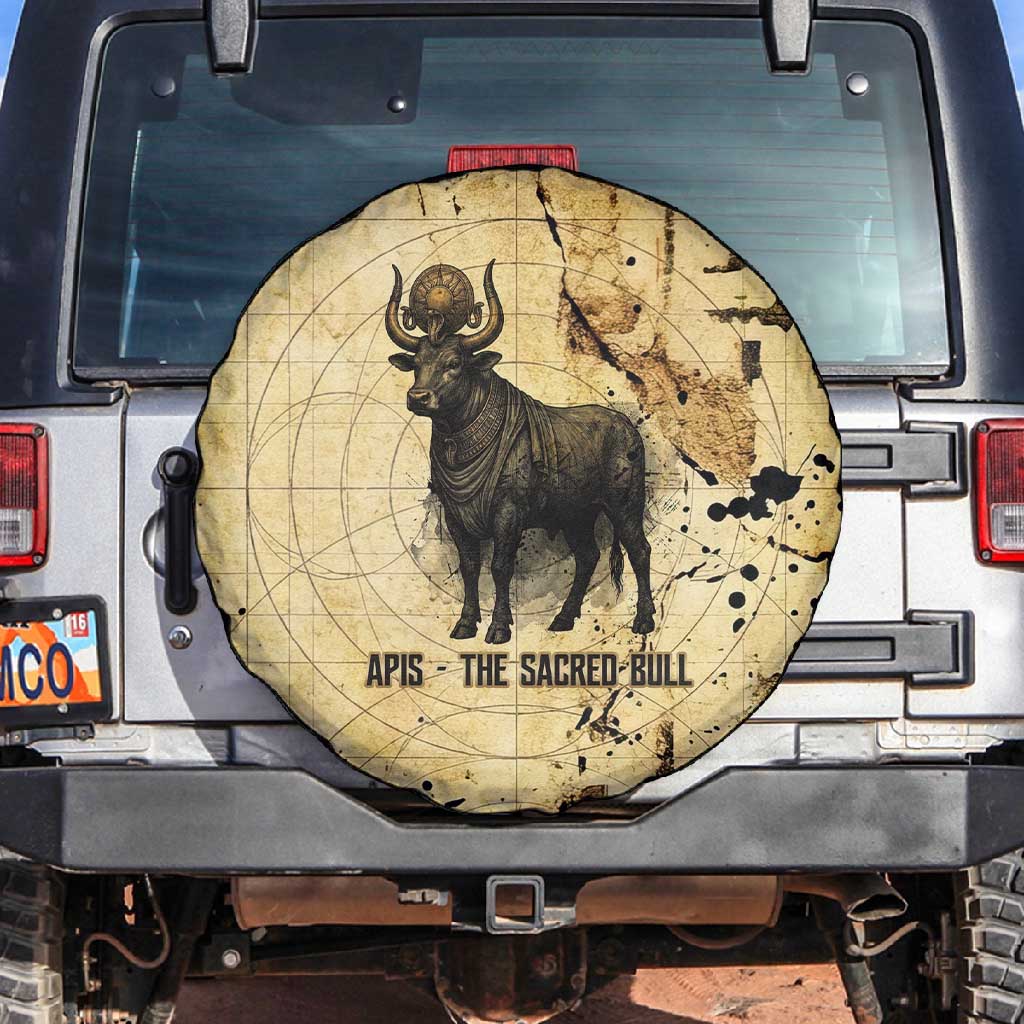 Apis Spare Tire Cover Ancient Egyptian Papyrus Map, Egyptian Crown Bull Illustration - Wonder Print Shop