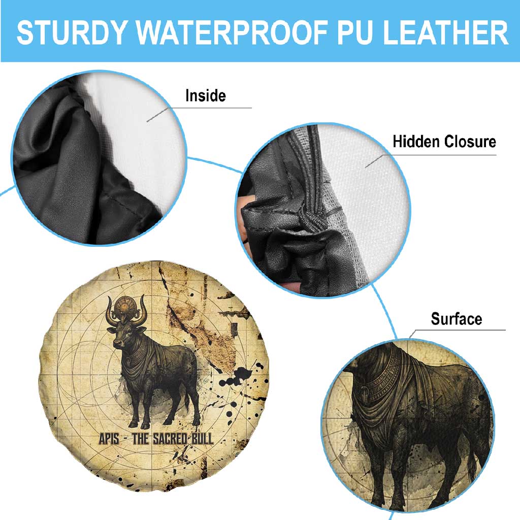 Apis Spare Tire Cover Ancient Egyptian Papyrus Map, Egyptian Crown Bull Illustration - Wonder Print Shop